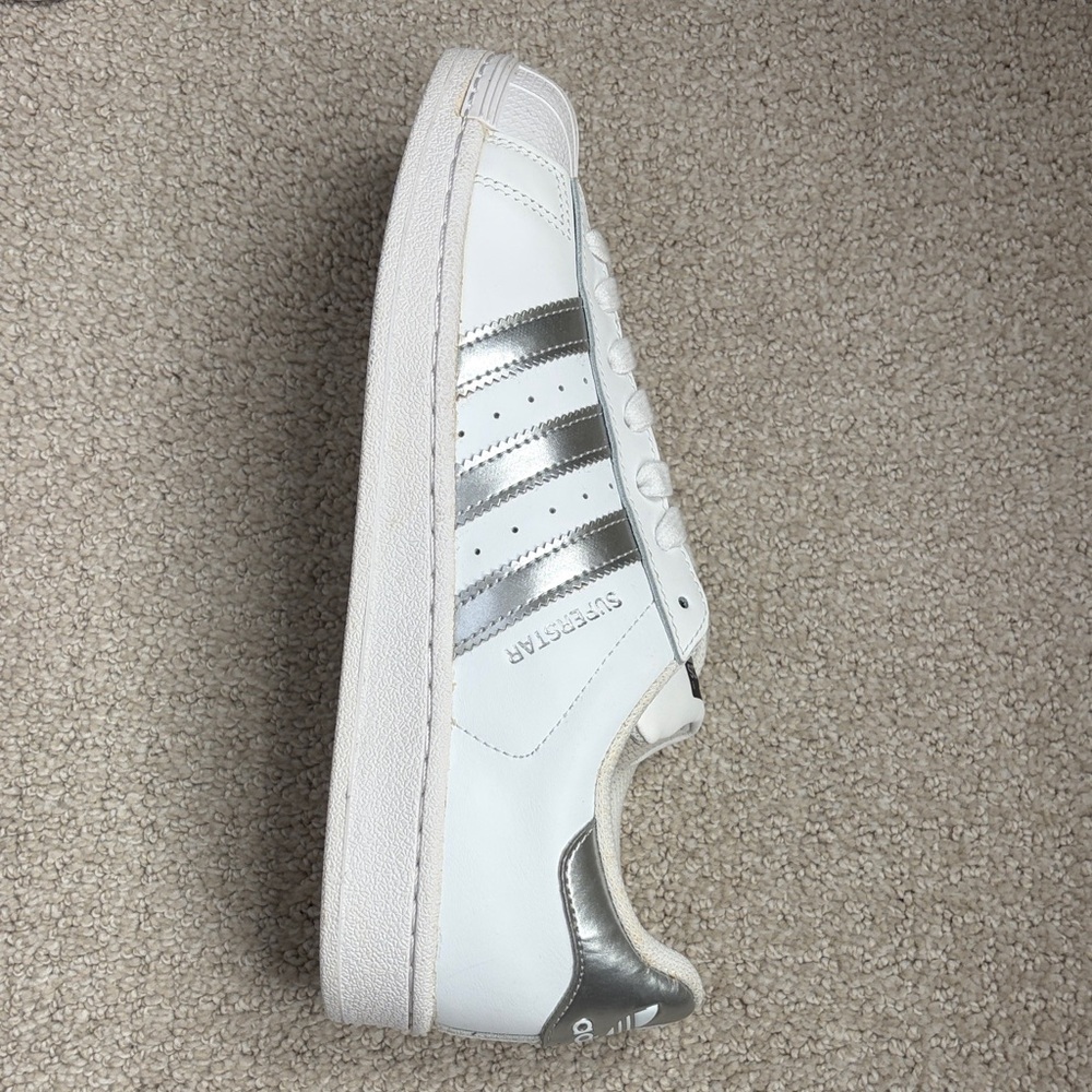 Adidas White and Silver Superstar Sneakers - Picture 12 of 15